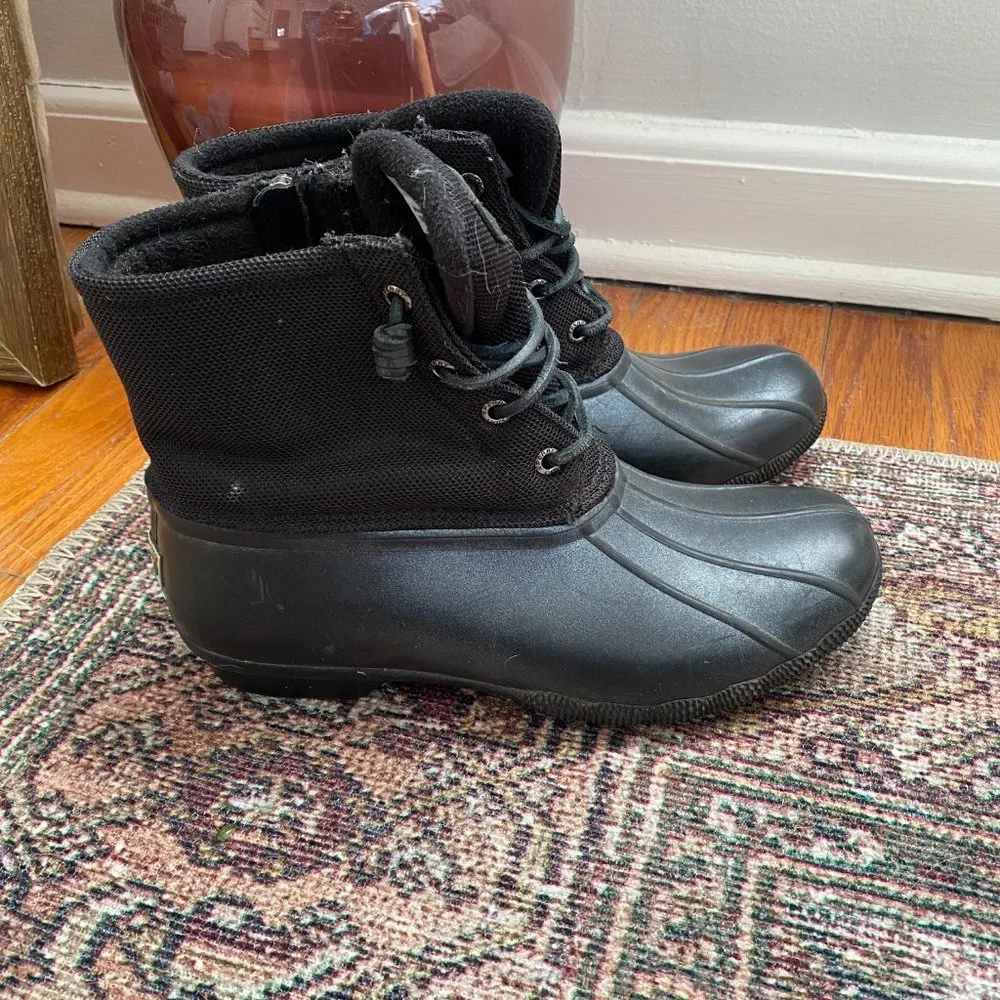 Sperry Women's Waterproof Saltwater Duck Winter Boots Black Size 8.5